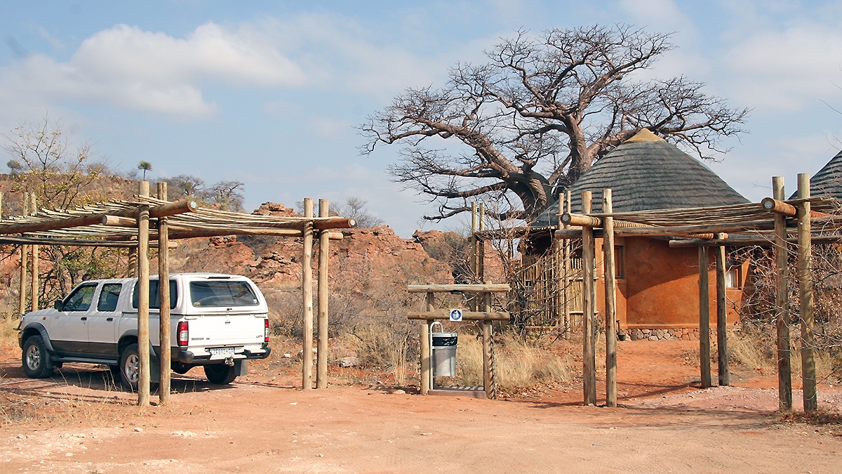 Baobab tree and accommodation unit in Mapungubwe National Park