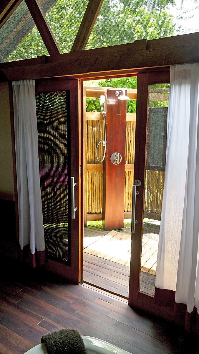 Open-air shower at Lebala