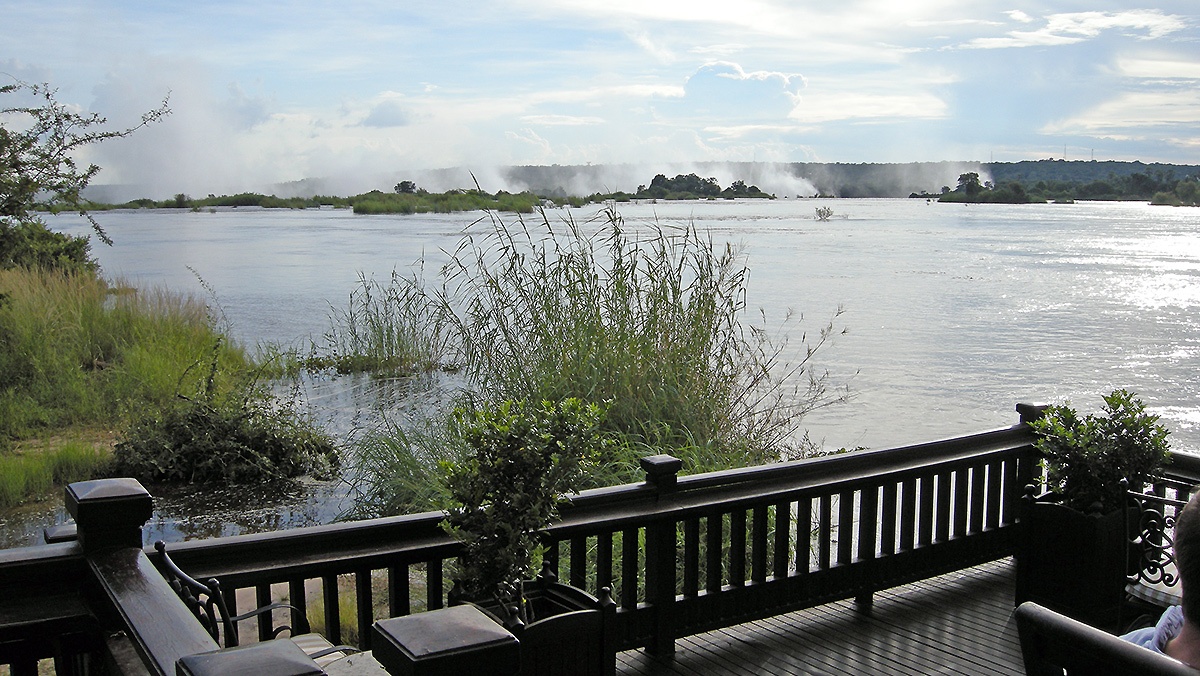 Outdoor lounge deck at the Royal Livingstone Hotel